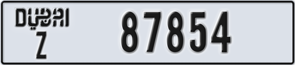 dubai License Plate Number 87854 Code Z