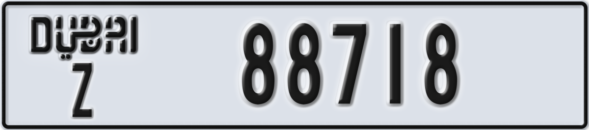 dubai License Plate Number 88718 Code Z