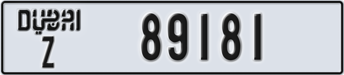 dubai License Plate Number 89181 Code Z