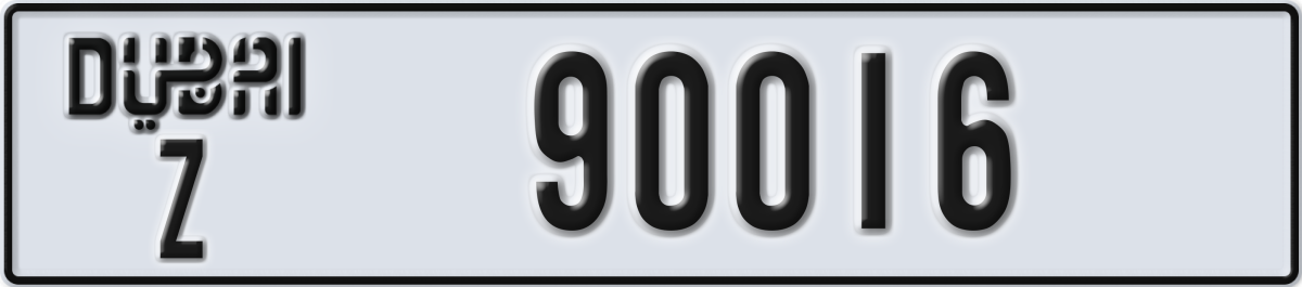 dubai License Plate Number 90016 Code Z