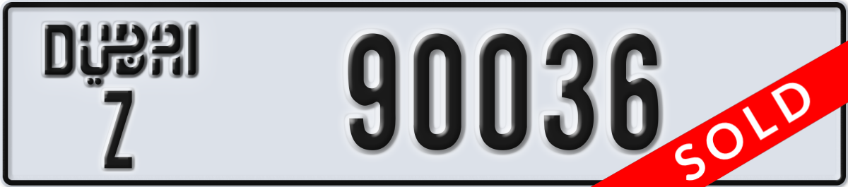 dubai License Plate Number 90036 Code Z