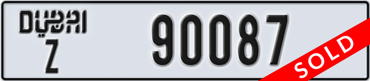 dubai License Plate Number 90087 Code Z
