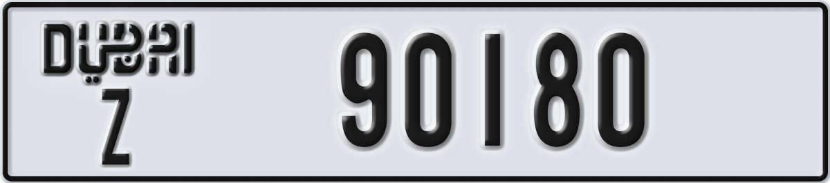 dubai License Plate Number 90180 Code Z