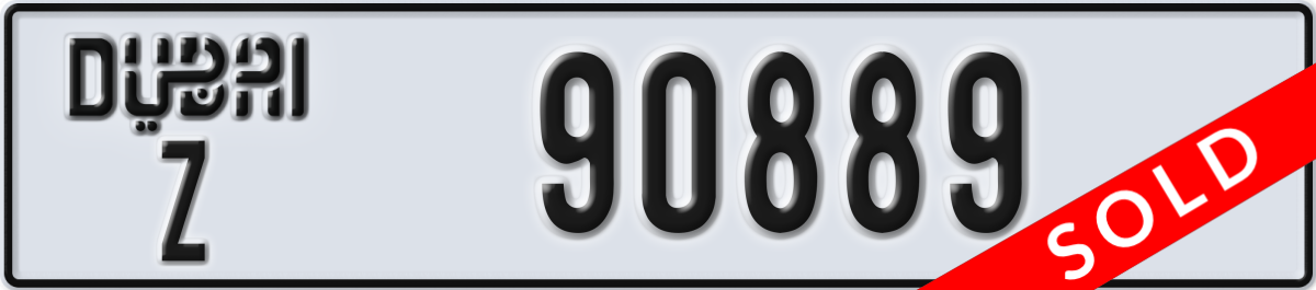 dubai License Plate Number 90889 Code Z