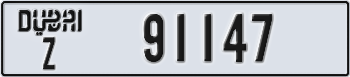 dubai License Plate Number 91147 Code Z