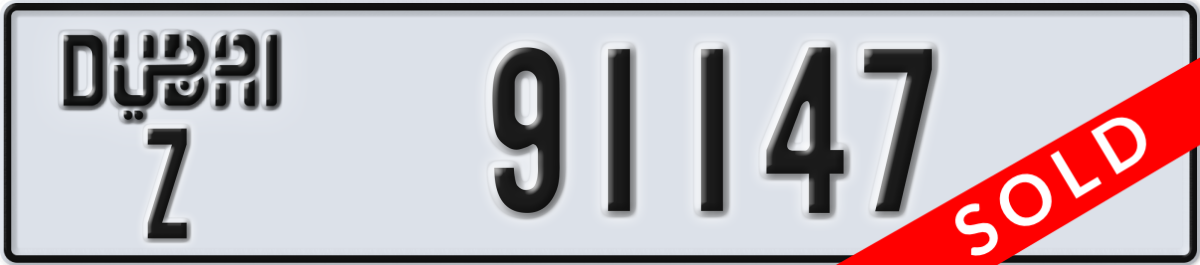dubai License Plate Number 91147 Code Z