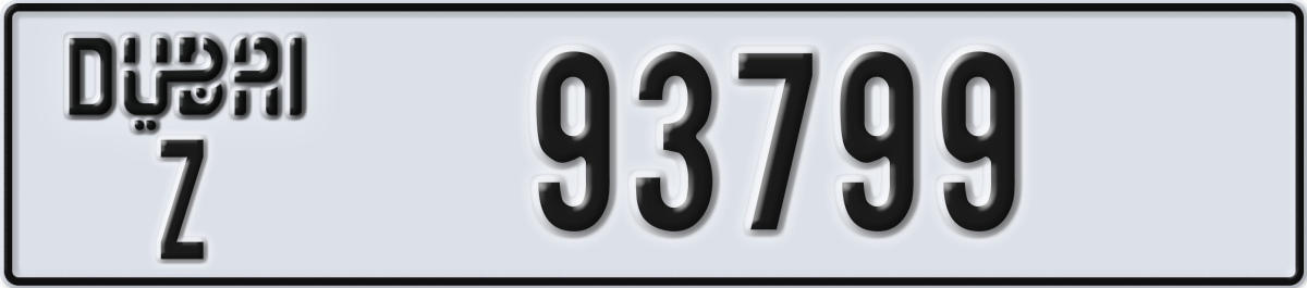dubai License Plate Number 93799 Code Z