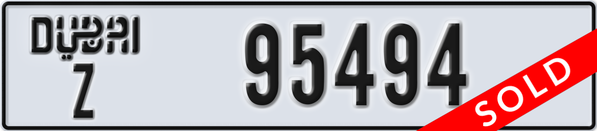 dubai License Plate Number 95494 Code Z