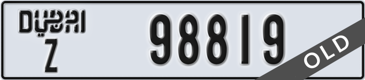 dubai License Plate Number 98819 Code Z