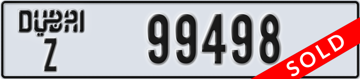 dubai License Plate Number 99498 Code Z