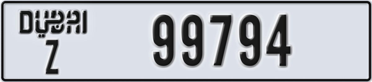 dubai License Plate Number 99794 Code Z