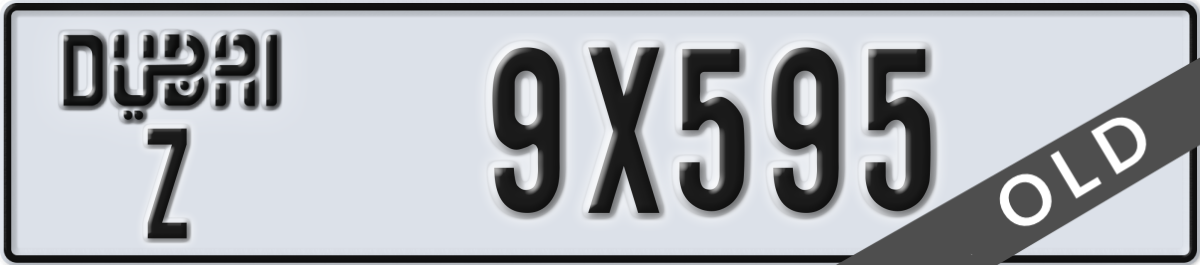 dubai License Plate Number 9X595 Code Z