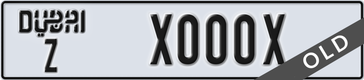 dubai License Plate Number X000X Code Z