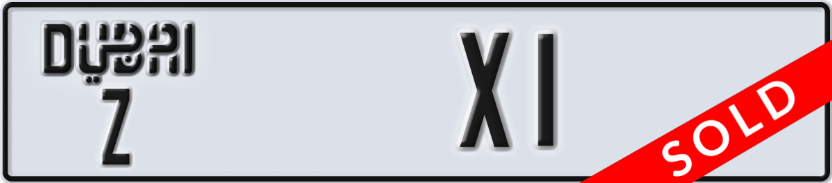 dubai License Plate Number X1 Code Z