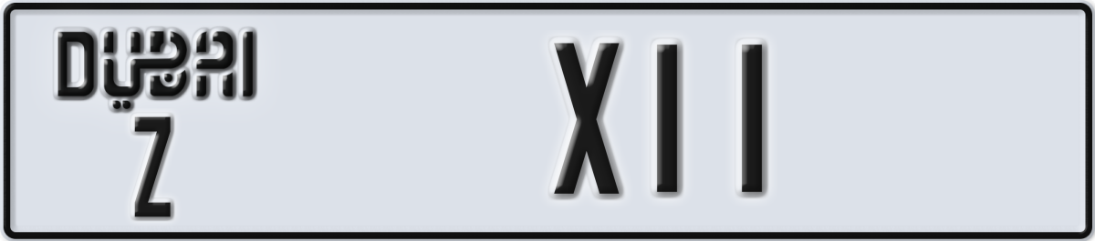 dubai License Plate Number X11 Code Z