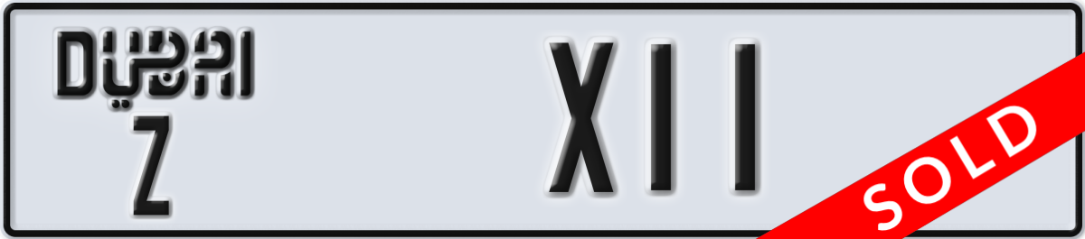 dubai License Plate Number X11 Code Z