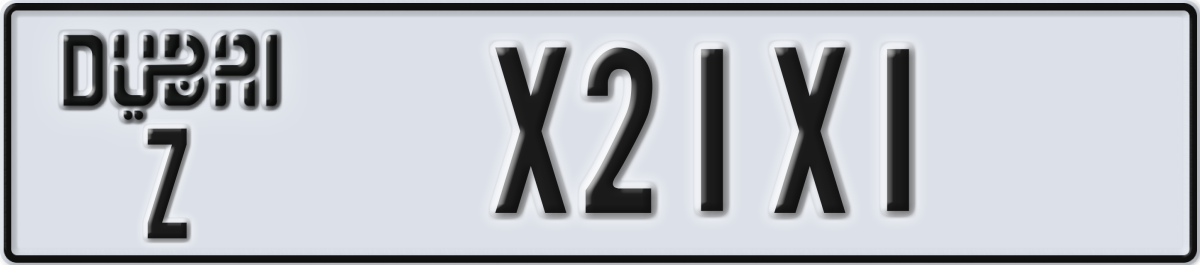 dubai License Plate Number X21X1 Code Z
