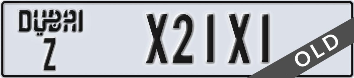 dubai License Plate Number X21X1 Code Z