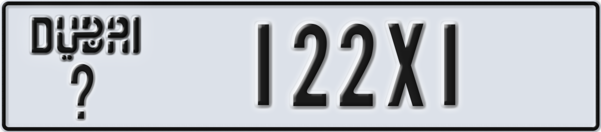 dubai License Plate Number 122X1 Code _