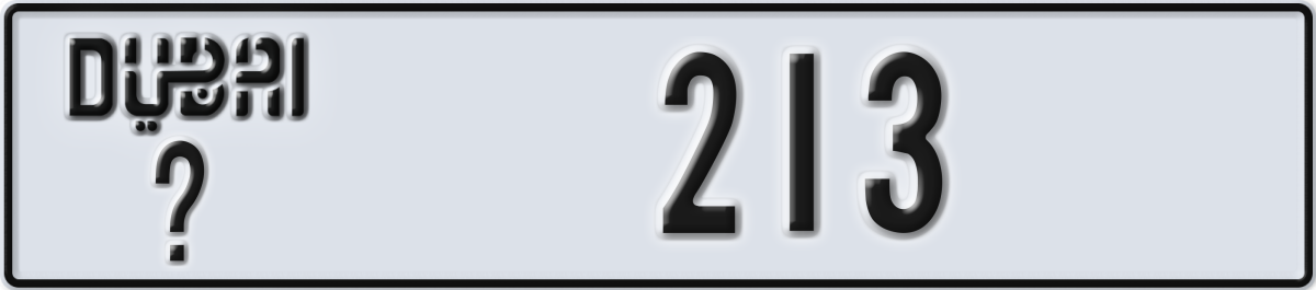 dubai License Plate Number 213 Code _