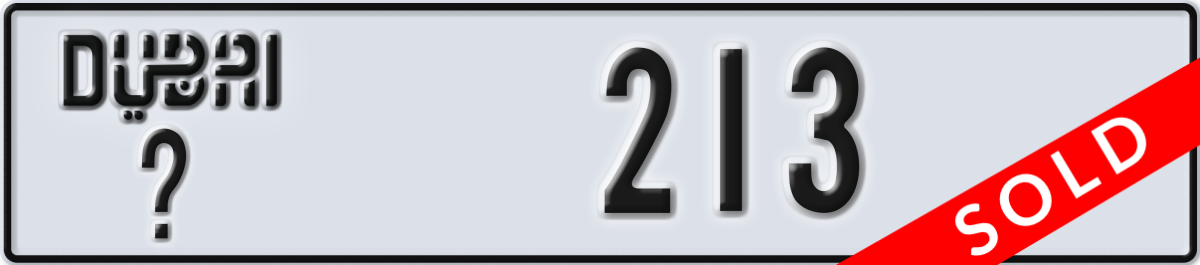dubai License Plate Number 213 Code _