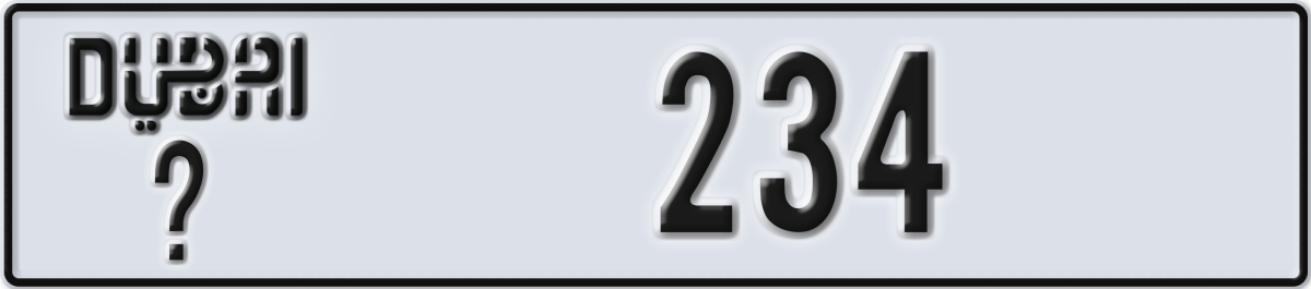 dubai License Plate Number 234 Code _