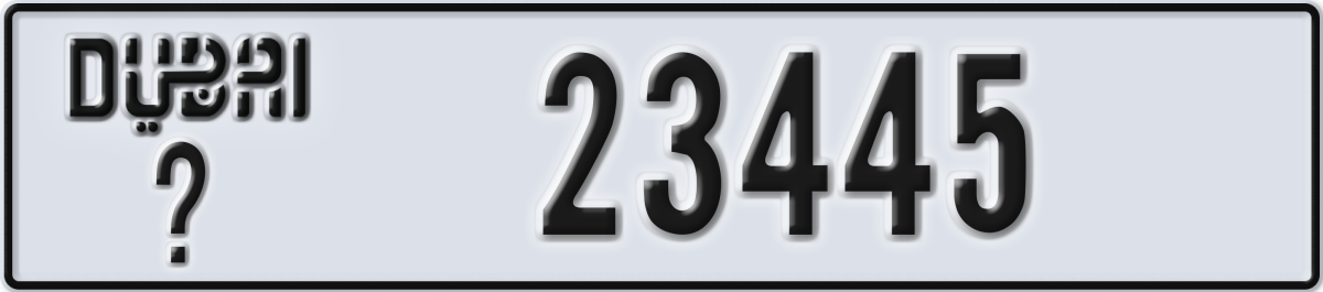 dubai License Plate Number 23445 Code _