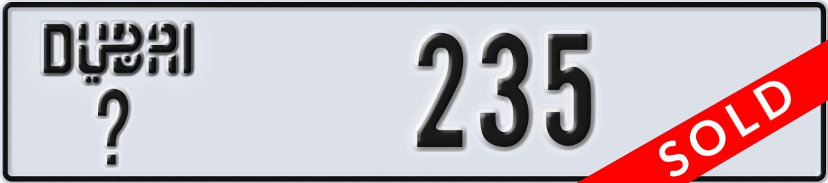 dubai License Plate Number 235 Code _