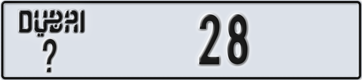 dubai License Plate Number 28 Code _