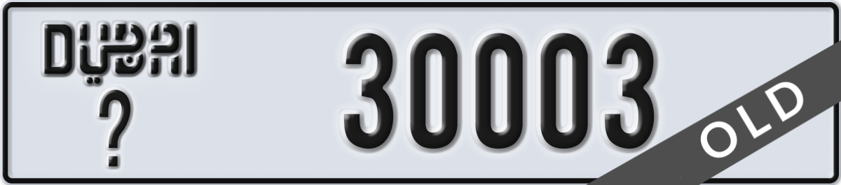 dubai License Plate Number 30003 Code _