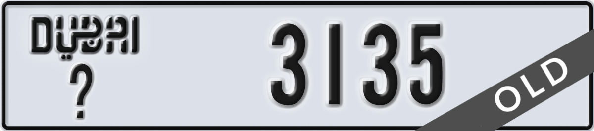 dubai License Plate Number 3135 Code _