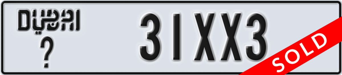 dubai License Plate Number 31XX3 Code _