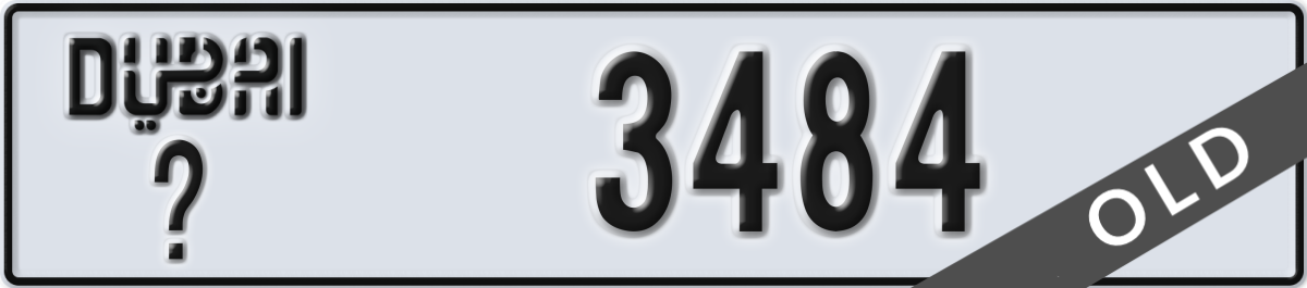 dubai License Plate Number 3484 Code _