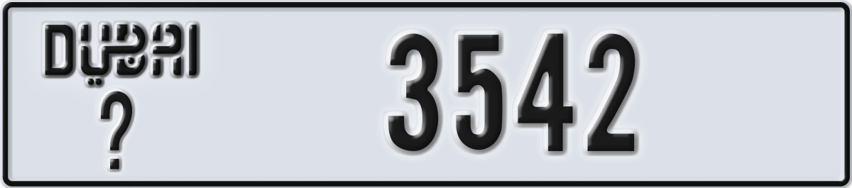 dubai License Plate Number 3542 Code _