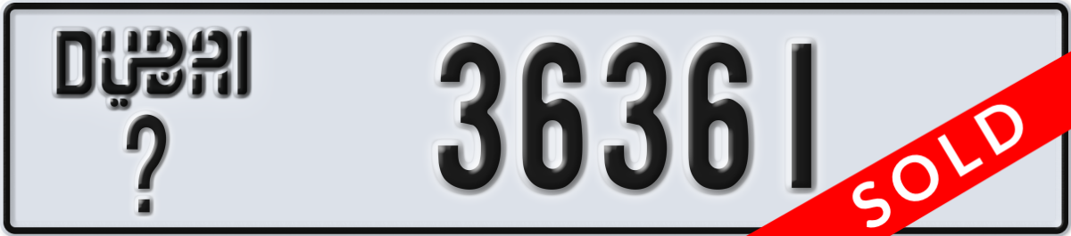 dubai License Plate Number 36361 Code _