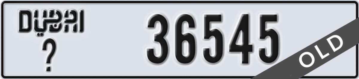 dubai License Plate Number 36545 Code _