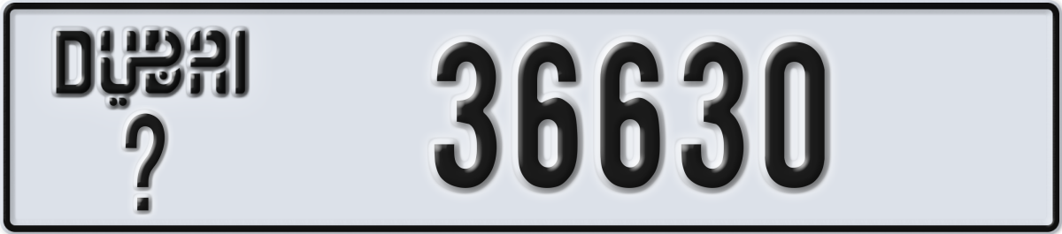 dubai License Plate Number 36630 Code _