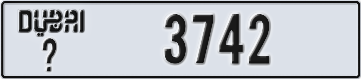 dubai License Plate Number 3742 Code _
