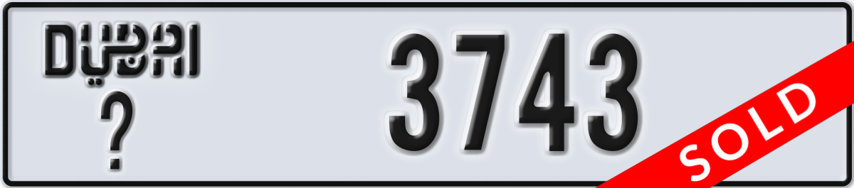 dubai License Plate Number 3743 Code _