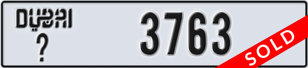 dubai License Plate Number 3763 Code _