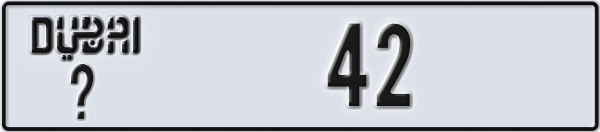 dubai License Plate Number 42 Code _