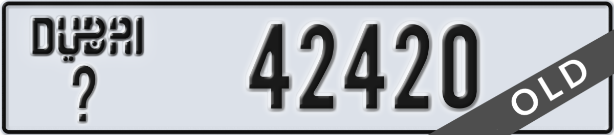 dubai License Plate Number 42420 Code _