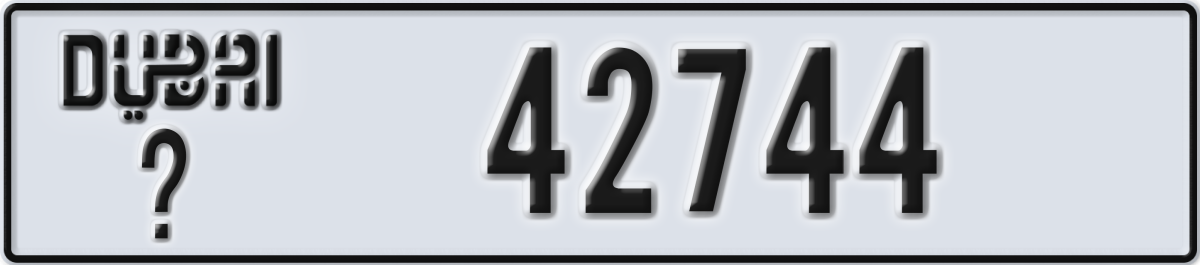 dubai License Plate Number 42744 Code _