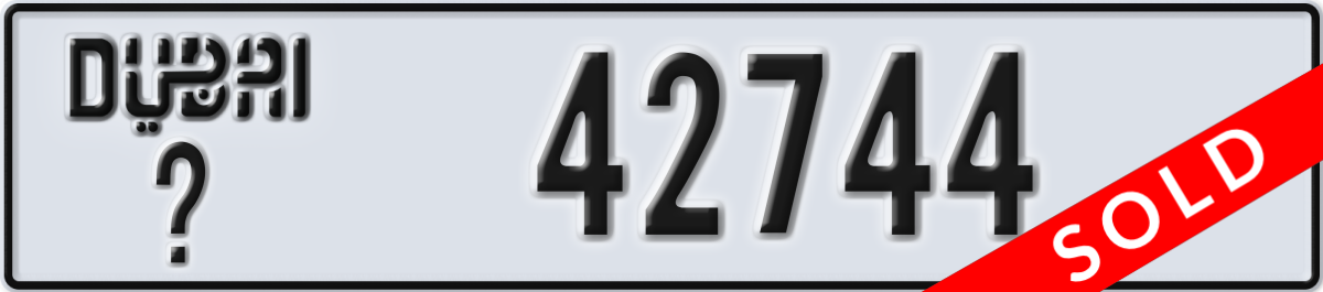 dubai License Plate Number 42744 Code _