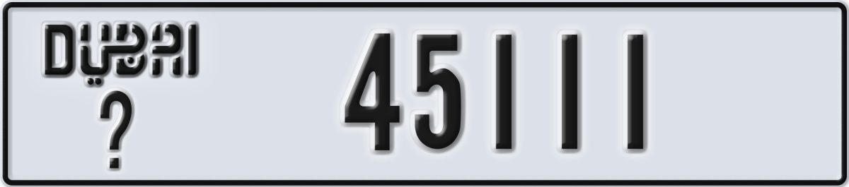 dubai License Plate Number 45111 Code _