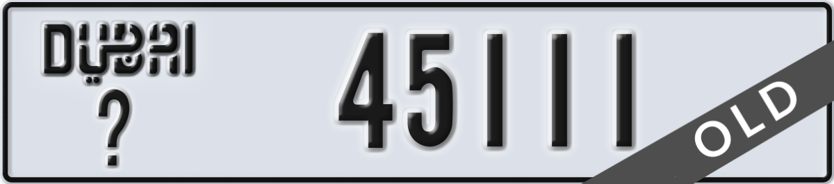 dubai License Plate Number 45111 Code _