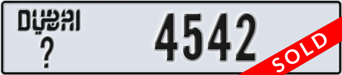 dubai License Plate Number 4542 Code _