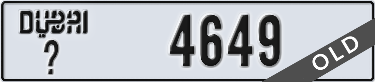dubai License Plate Number 4649 Code _
