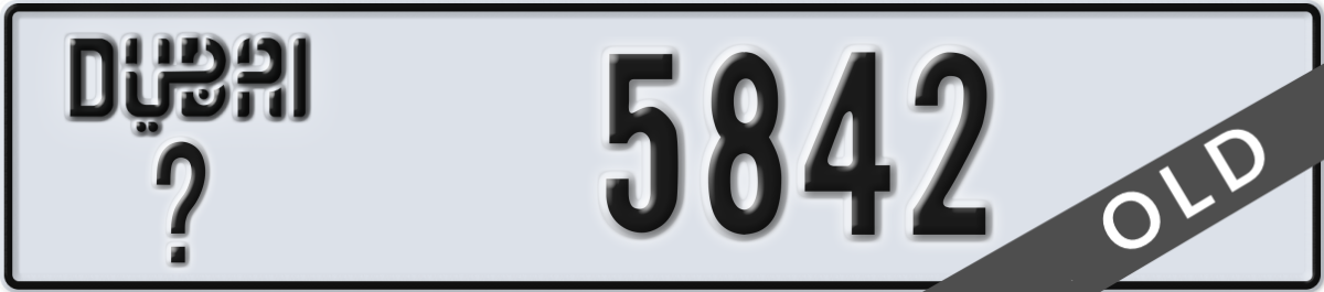 dubai License Plate Number 5842 Code _