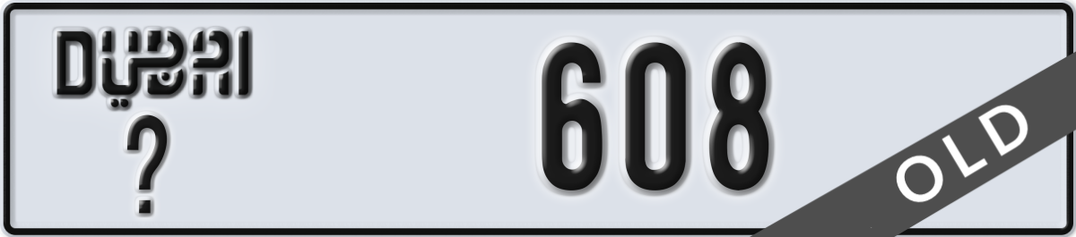 dubai License Plate Number 608 Code _